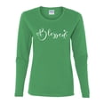 thumbnail image 2 of Wild Bobby, Blessed Inspirational Quote Heart Love, Inspirational/Christian, Women Graphic Long Sleeve Tee, Kelly, Medium, 2 of 3