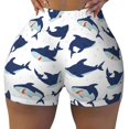 thumbnail image 2 of Balery Cute Shark Pantalones cortos de entrenamiento estampados para mujer, sin costuras, ajustados, para gimnasio, yoga, correr, deportes, ejercicio activo, fitness.-Medium, 2 of 8