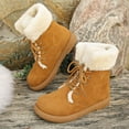 thumbnail image 6 of Wensltd Womens Ankle Boots Round Toe Plush Lined Warm Winter Shoes for Daily Wear Brown Snow Boots, 6 of 9