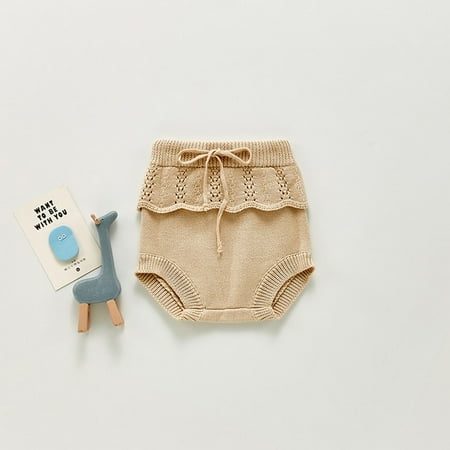 

DancePeanut Autumn New Baby Girl Ruffle Bread Pants Knit Shorts Sweet Woolen Shorts Toddler Baby Solid Color Cotton Infant Pants Bloomers
