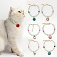 thumbnail image 2 of Adjustable Pet Necklace - Fake Pearl Decorative with Bell Charm - Cat and Dog Collar, 2 of 8