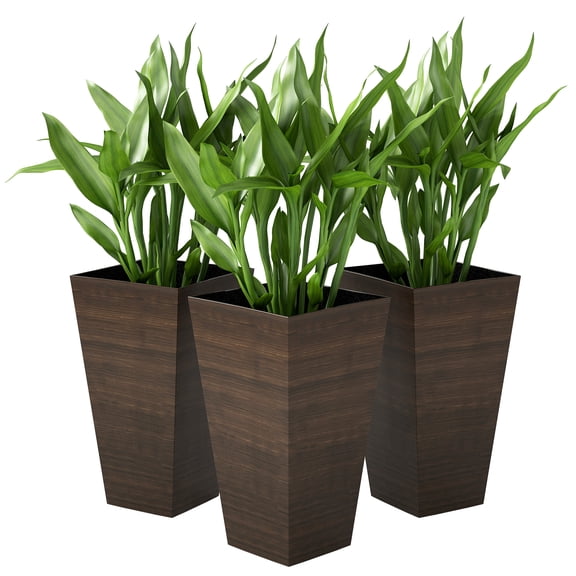 Beyamis Tall Plants for Outdoor Plants,Set of 3, 28 in Taper Planters with Drainage Holes, Indoor Grande Plant Pots, Front Porch Decor,Brown