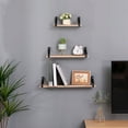 thumbnail image 2 of Floating Shelves,Long Wall Shelves Set Of 3,Wall Mounted Shelves with Brackets for Bedroom,Living Room,Kitchen,Bathroom – Natural Wood,Natural Wood Metal & Wood Furniture Primary Living Space Display, 2 of 4