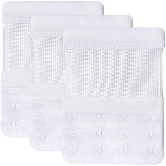 GHSDFBB 4 Rallonges de Soutien-Gorge à Crochets, Extensibles, Douces et Confortables pour Femmes - 3 Pcs (Blanc)