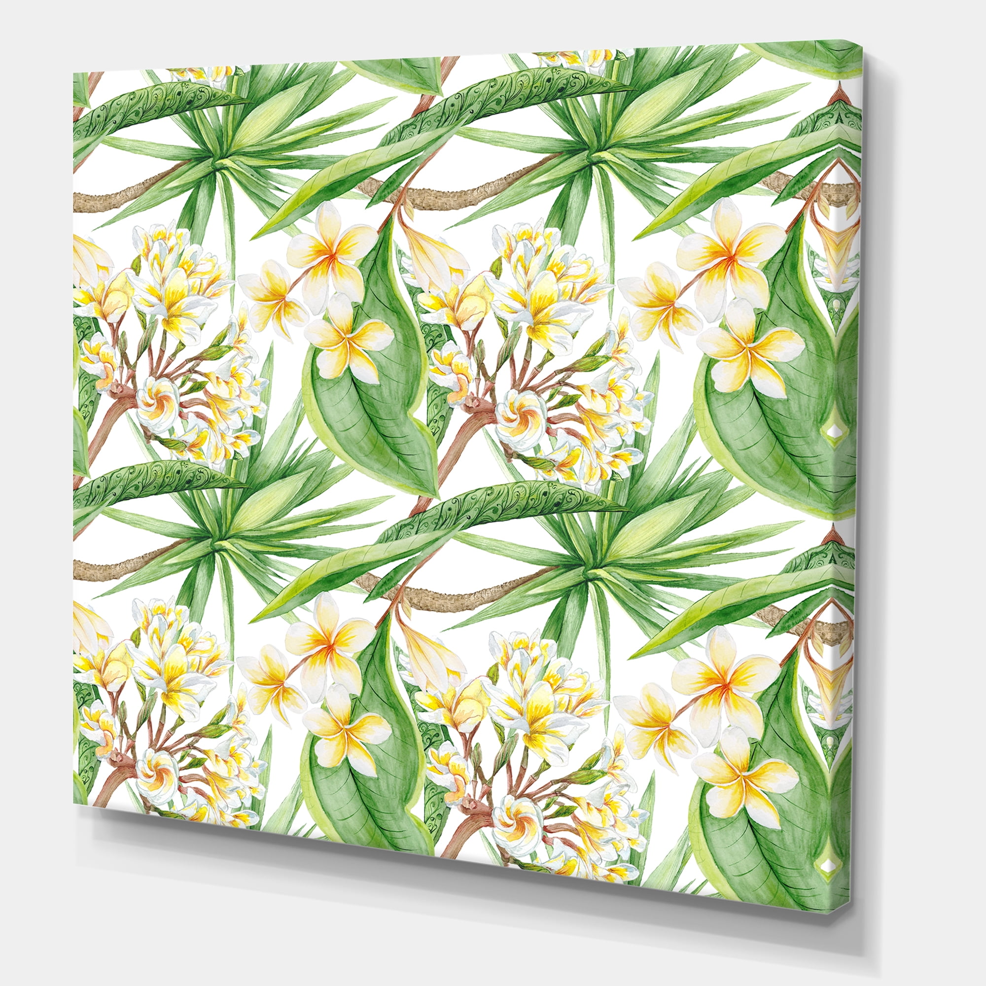 Designart ' Yellow Flowers and Tropical Foliage VI ' Modern Canvas Wall Art Print