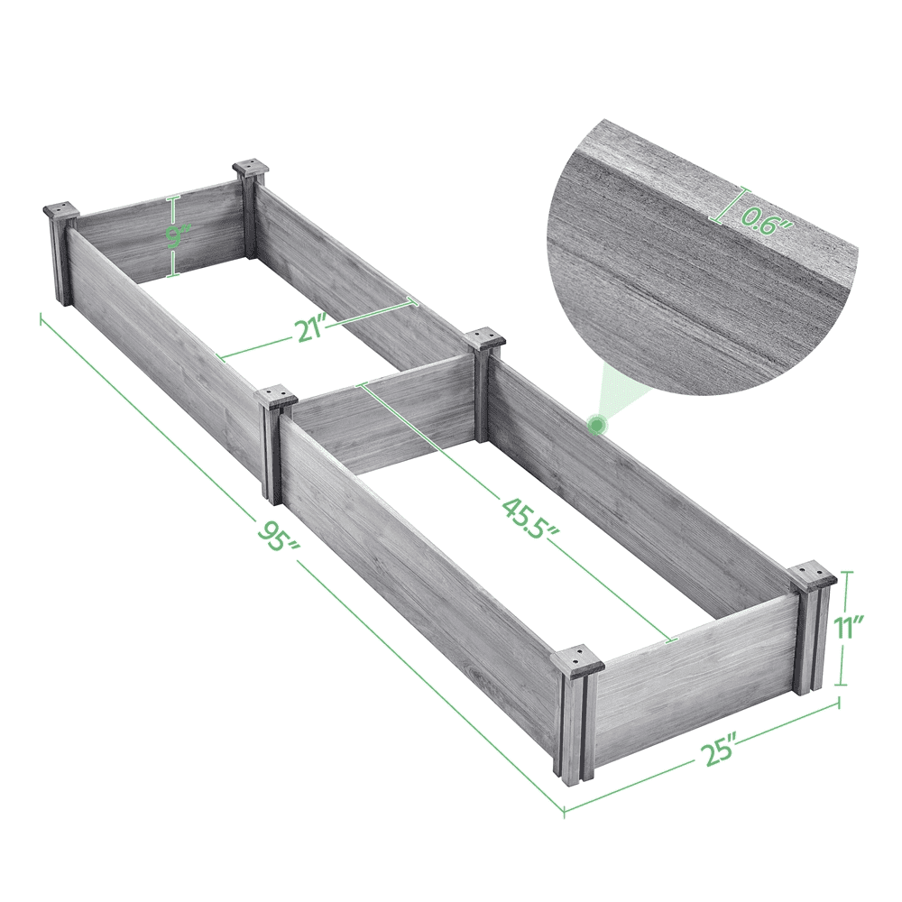 Renwick Wooden Raised Garden Bed Divisible Planter Box,Gray