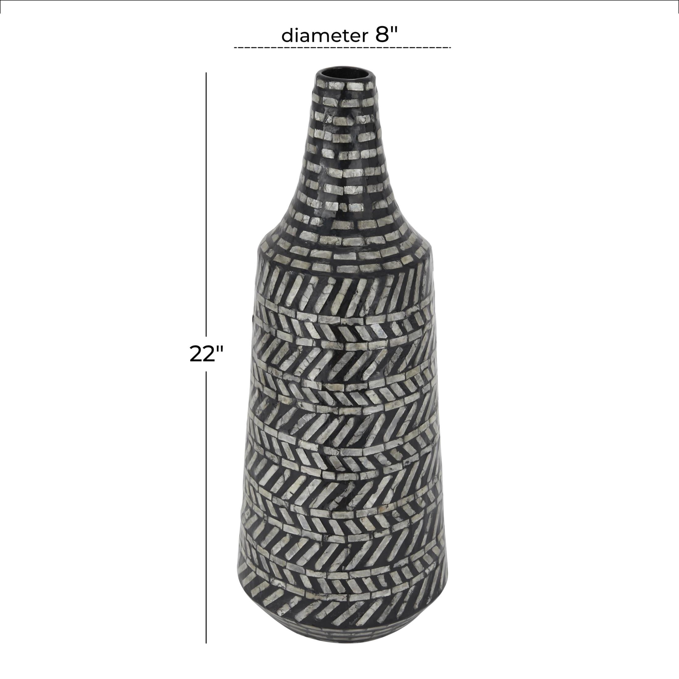 DecMode 22" Tribal Handmade Black Mother of Pearl Shell Vase
