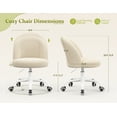 thumbnail image 4 of Romorgniz Vanity Chair Height Adjustable Desk Chair with Wheels, Armless Office Chair with Soft Lumbar Support for Small Space, Bedroom, Home office, Cream, 4 of 8