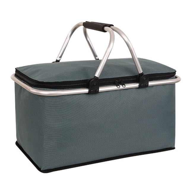 Bolsa de almuerzo aislada de 28L, cesta de Picnic plegable portátil impermeable, bolsas de comestibles a prueba de fugas, refrigerador de cesta de Picnic