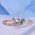 thumbnail image 3 of HeartsAndYou 1.5ct Natural Aquamarine Diamond Engagement Ring Bridal Set 14k SOLID Rose Gold, 3 of 9