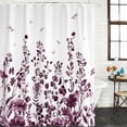 thumbnail image 2 of Red Botanical Shower Curtain, Waterproof Shower Curtains for Bathroom, Dragonfly Flower Leaf Retro Chinese Washable Fabric Bathtub Curtain Set Bath Decor with 12 Hooks Stall 36"x72", 2 of 8