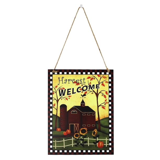 Inteprter Señal de calabaza para puerta, placas de cosecha, placa colgante llamativa, decoraciones de regalo, adorable colgador de bienvenida de Acción Kits de decoración para fiestas JM00928 Inteprter HA063883-06