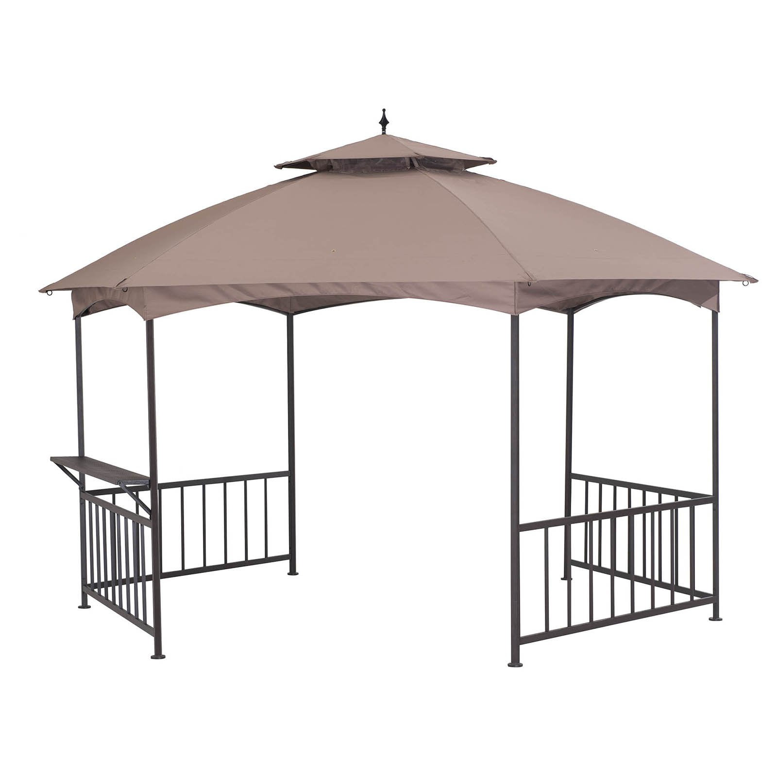 Sunjoy Frankie 11 ft. x 13 ft. Brown Steel Hexagon Gazebo with 2tier