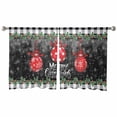 thumbnail image 2 of Merry Christmas Sheer Curtains 54 Inches Long, Red Xmas Balls Snowflake Black Plaid Light Filtering Window Curtains for Living Room/Bedroom, Rod Pocket Voile Sheer Curtain Drapes, 52"Wx54"L, 2 Panels, 2 of 9