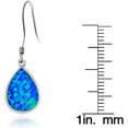 Created Blue Opal Sterling Silver Teardrop Dangle Earrings