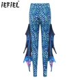 thumbnail image 2 of Leggings de sirena para mujer, pantalones, disfraz de Cosplay, estampado de escamas de pescado, mallas, pantalones brillantes con pantalones acampanados de sirena de tul, 2 of 5