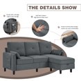 thumbnail image 2 of Pingliang Home Convertible Sectional Sofa L Shaped Sofa Modern Fabric 3 Seat Couch with Reversible Storage Ottoman and Side Storage Pocket for Living Room Office Apartment Studio, 2 of 10