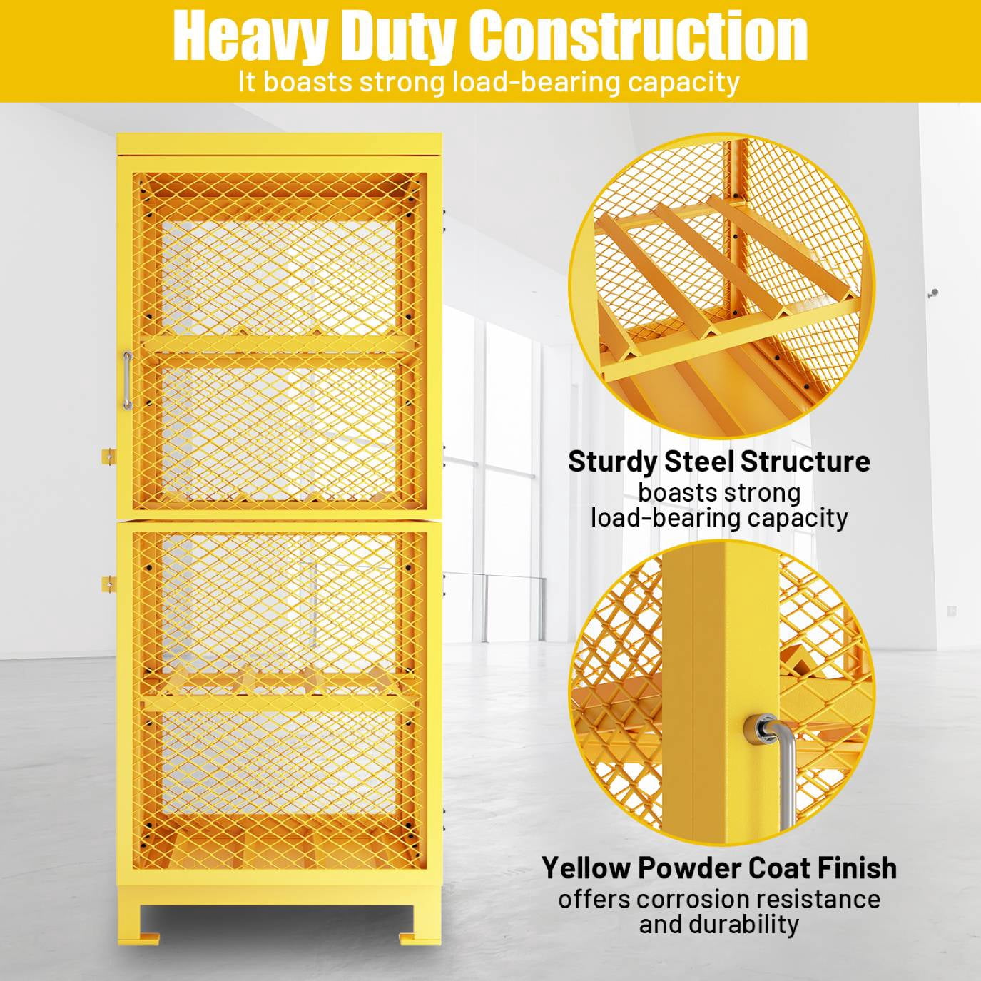 30"Lx30"Wx70"H Steel/Iron Horizontal Cylinder Storage Cabinet, 8 Cylinder Capacity, 4-Tier Propane Storage Cage, Gas Cylinder Cabinet w/Lockable Door