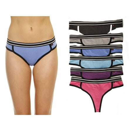 2 Strap Thong - Just Intimates Cotton Panties / Thong Underwear (Pack of 6)