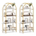 thumbnail image 1 of Costway 2 PCS Arched Bookshelf, 4-Tier Open Bookcase with Sturdy Metal Frame for Living Room Gold and White, 1 of 10