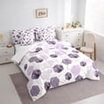 thumbnail image 3 of Manfei Plum Abstract Stripes Bedding Comforter Set 7pcs for Teens, Modern Watercolor Honeycomb Queen Bedding Sets, Square Artwork Queen Sheet Sets, Luxury Bedroom Decor, 3 of 7