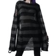 thumbnail image 1 of TheFound Hollow Knit Sweater Stripe Pattern Long Sleeve Round Neck Pullover, 1 of 7
