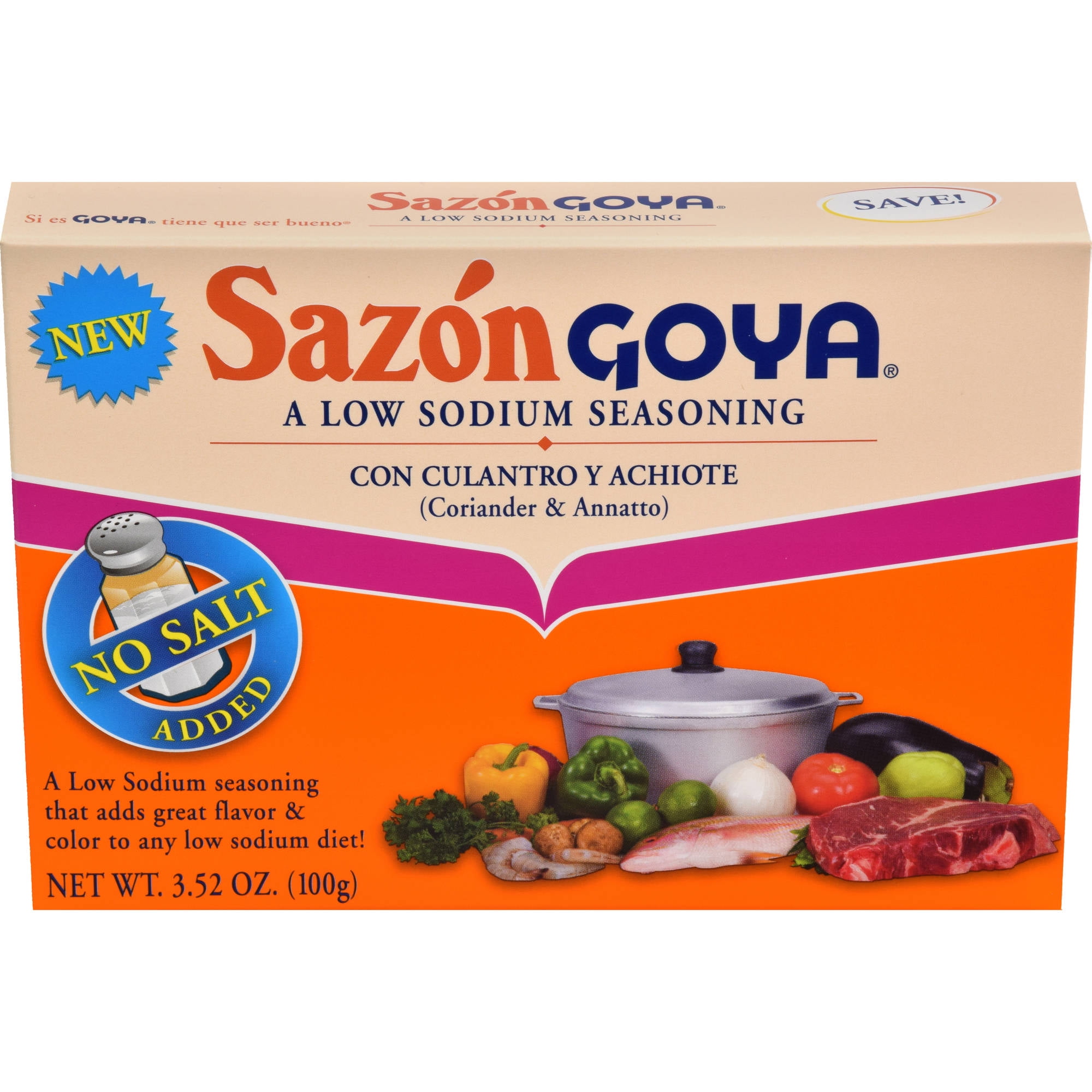 Goya Sazon Coriander And Annatto Low Sodium Seasoning 3 52 Oz