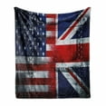 thumbnail image 1 of Union Jack Soft Flannel Fleece Throw Blanket, Alliance Togetherness Theme Composition of UK and USA Flags Vintage, Cozy Plush for Indoor and Outdoor Use, 70" x 90", Navy Blue Red White, by Ambesonne, 1 of 6
