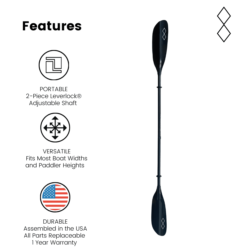 Diamond Lite Equipment Leverlock® Adjustable Kayak Paddle 2-Piece KLL 3K Carbon
