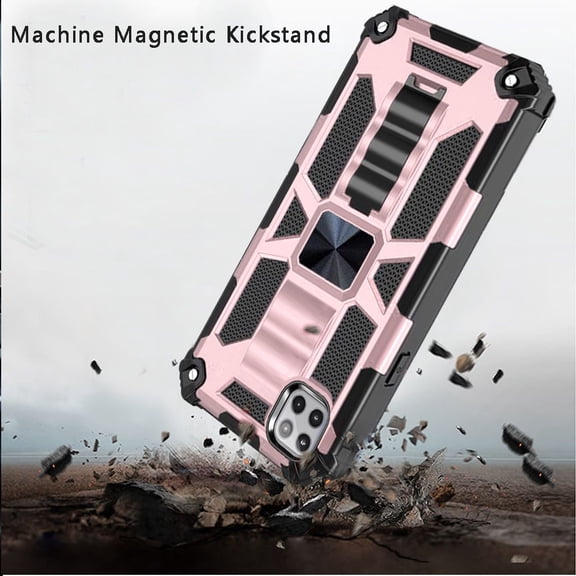 For Samsung Galaxy A22 5G Heavy Duty Stand Hybrid Shockproof [Military Grade] Rugged Protective with Built-in Kickstand Cover ,Xpm Phone Case [Rose Gold]