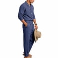 thumbnail image 6 of ZToonmas Men's 2 Piece formal Set Long Sleeve Button down Shirt and Elastic Waist Pants with Belt Casual Business Outfit, 6 of 9