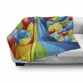 thumbnail image 3 of Birthday Soft Flannel Fleece Throw Blanket, Many Vibrant Balloons Wavy Rainbow Ribbons Celebration Mood Special Event, Cozy Plush for Indoor and Outdoor Use, 50" x 60", Multicolor, by Ambesonne, 3 of 6