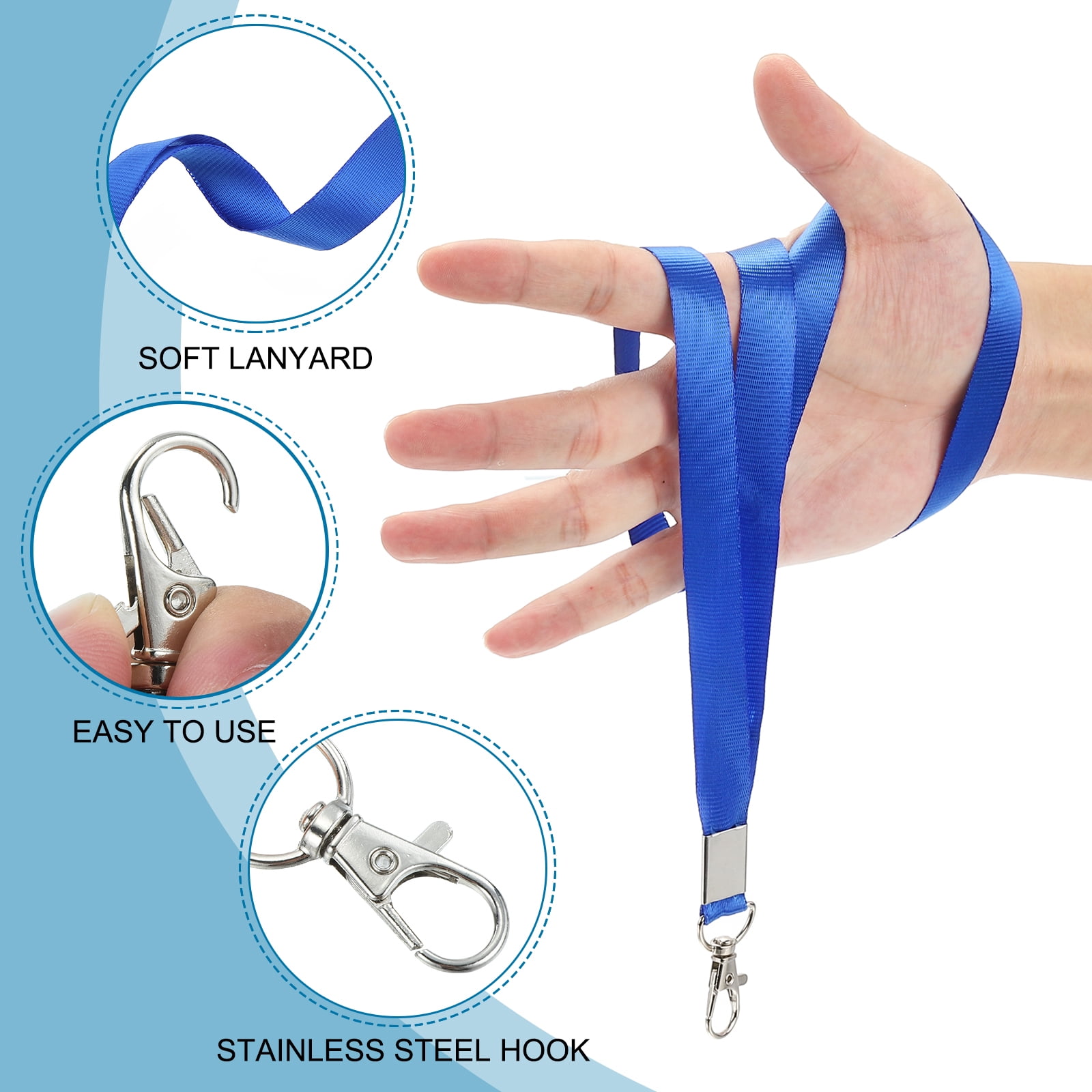 Uxcell 48cm Lanyards Bulk, 100Pcs Teacher Lanyards for ID Badges Keys Badge Lanyard Durable Personalized with Clip for ID Card, Blue