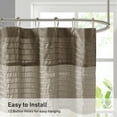 thumbnail image 7 of Madison Park Natural Faux Silk Shower Curtain, Striped Lightweight Bath Curtain Decor, Brown Curtain for Bathroom, 72"x72", 7 of 7
