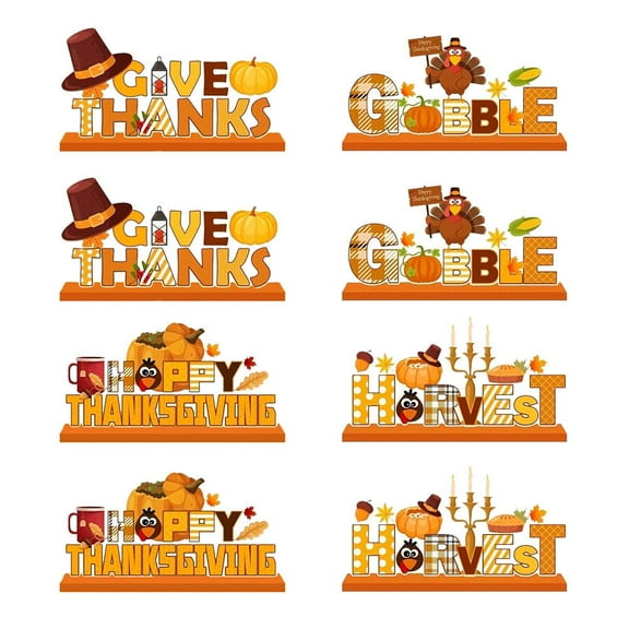 8Pcs Friendsgiving Table Decoration Happy Friendsgiving Wooden Centerpiece Signs Party Decor Turkey Thanksgiving Pumpkin Tru
