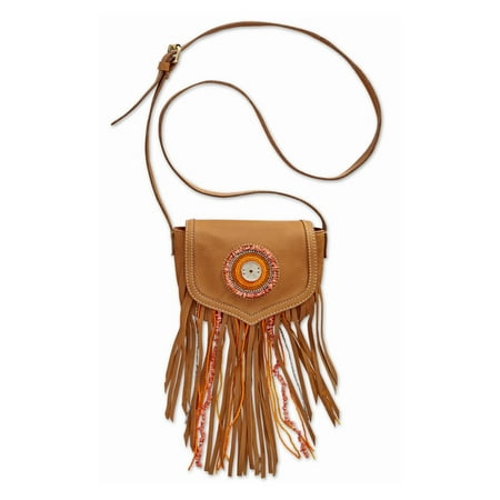 Sam Edleman Ariana Womens Fringe Leather Crossbody Handbag Saddle Brown