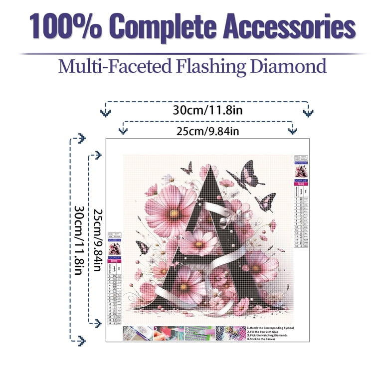 JYLMOOD Diamond Painting Kit, 30x30cm Pink Customizable Letters photo 4
