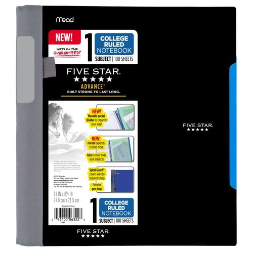 five star 5 subject notebook five star 5 subject notebook