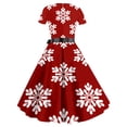 thumbnail image 3 of Qertyioot Robe Imprimée de Noël pour Femmes, Mode Hiver Manches Courtes Vintage Décontractée, 3 of 3