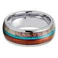 thumbnail image 2 of Silly Kings Deer Antler Tungsten Ring - Koa Wood Tungsten Ring - Turquoise Ring (9), 2 of 3