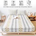 thumbnail image 5 of Queen Size Fitted Sheet Set - Modern Bohemia 3 Piece Bedding Sets 16" Deep Pocket Fitted Sheet with 2 Pillowcases, Spring Floral Leaves Lines Simple Rustic Brushed Microfiber Hotel Luxury Bed Sheets, 5 of 9
