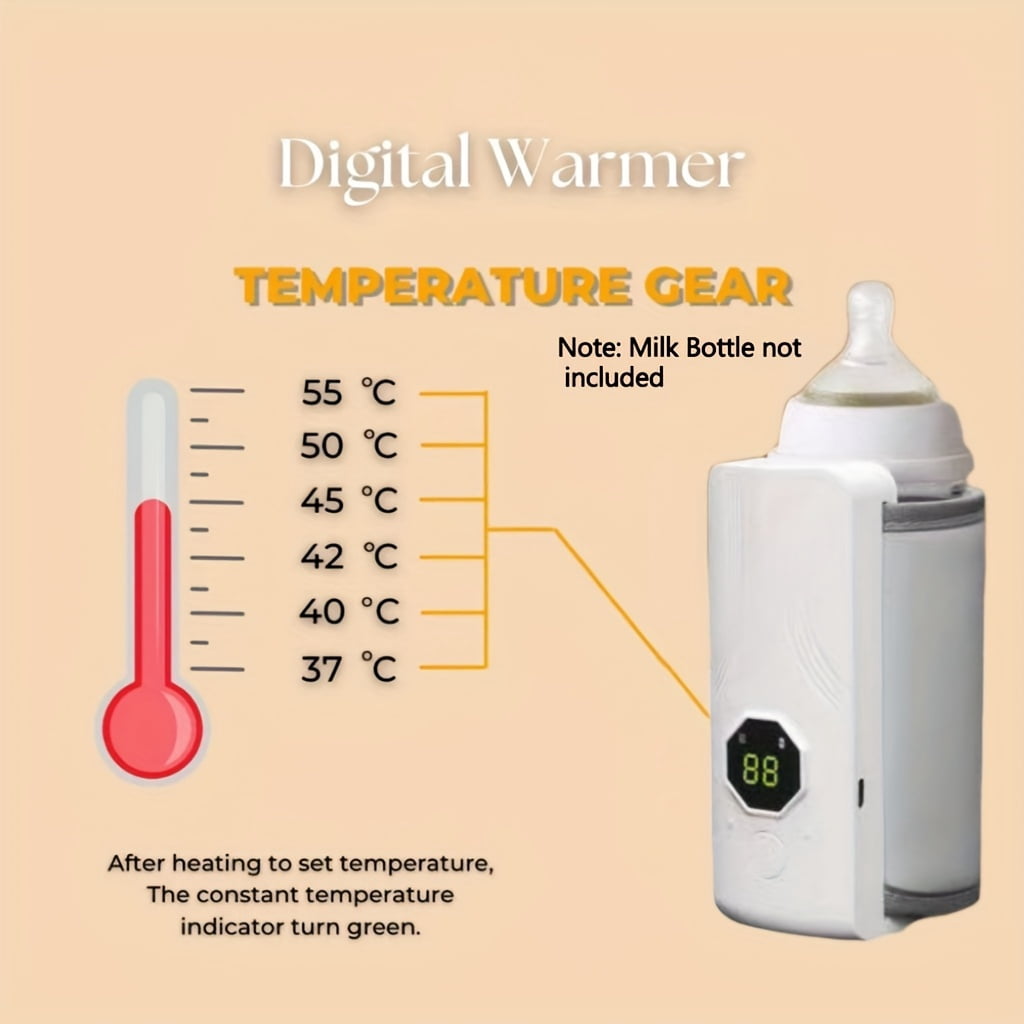 Portable Milk Bottle Warmer – LCD Digital Display, USB-Rechargeable Bottle Heater, Constant-Temperature Warming Tool