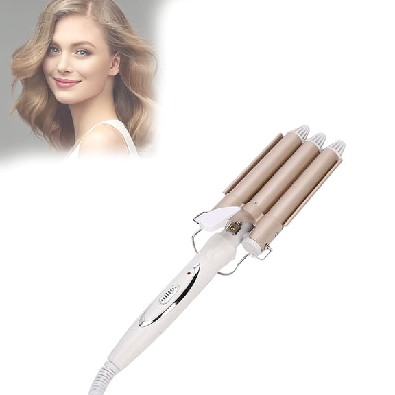 Hair Curler, 3 Barrel Curling Iron Wand 25mm Hair Waver Curling Iron, Temperature Adjustable Portable Ceramic Hair Curling Iron for Quickly Curl Hair
