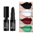 thumbnail image 2 of Lápiz labial mate aterciopelado resistente al agua, pigmento duradero, lápiz labial, maquillaje de labios, fiesta de Halloween, Navidad, negro, blanco, amarillo, verde, morado, 2 of 5