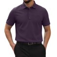 thumbnail image 2 of Men's Casual Short Sleeve Polo Shirts Classic Button Summer Collared Golf Top T-Shirt with Pocket Purple M by Awwp, 2 of 9