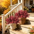 thumbnail image 6 of RECUTMS 8 Bundles Fall Greenery Stems for Vase Fake Lucky Bamboo Faux Outdoor Plants UV Resistant Shrubs Eucalyptus Stems for Garden Patio (Red), 6 of 10