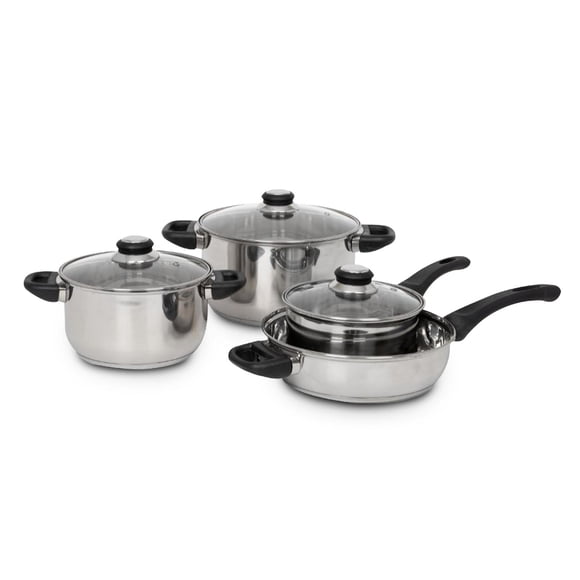 Bateria de Cocina 7 Pzas ColorHome Tricapa Acero Inox Negro