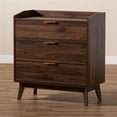 thumbnail image 3 of Baxton Studio Lena Noyer Brun Fini Commode en Bois à 3 Tiroirs, 3 of 9
