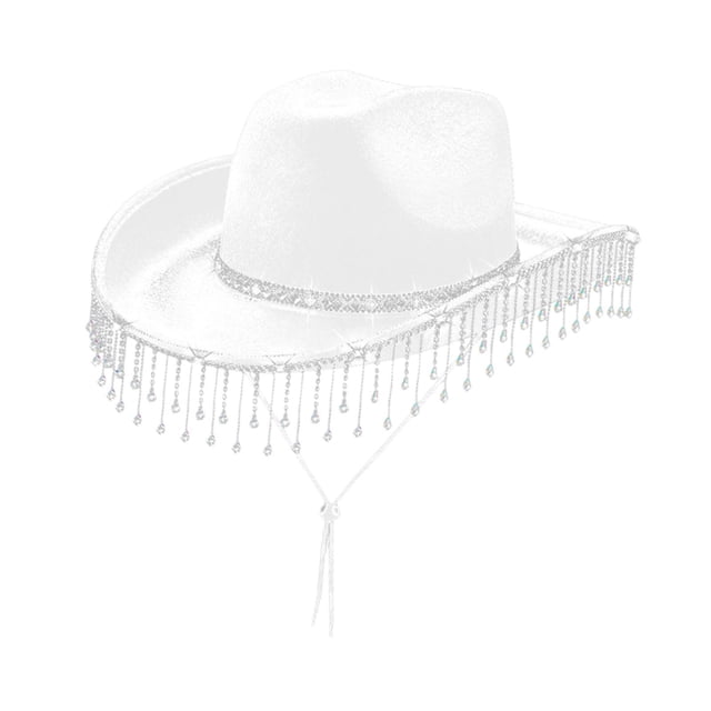 Guardoinrt Chapeau de Cowboy pour Femmes Adultes Décontracté avec Sangle Noire Réglable pour Protection Blanc 40x33x14cm