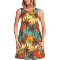 thumbnail image 1 of Balery Colorful Hawaii Palms Vestidos de verano para mujer con estampado: vestido holgado sin mangas, vestido playero informal y cómodo para días calurosos., 1 of 7
